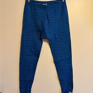 Blue Striped 80% Wool Thermal Long Johns